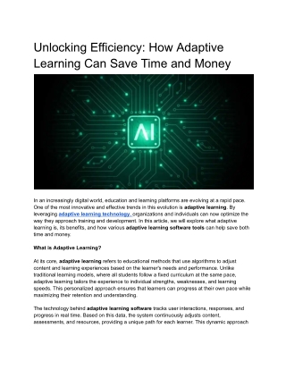 Adaptive Software Learning Tools