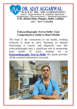 Echocardiography Test in Delhi Your Comprehensive Guide to Heart Health