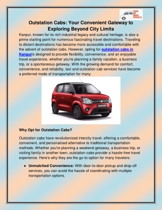outstation cabs in Kanpur
