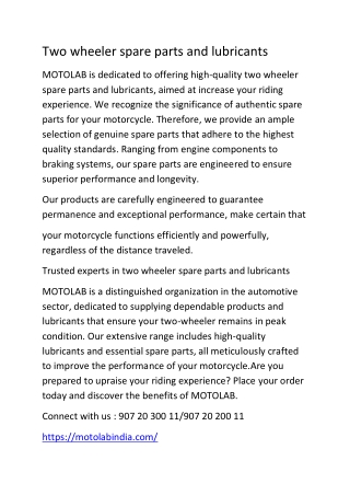 Two wheeler spare parts and lubricants01