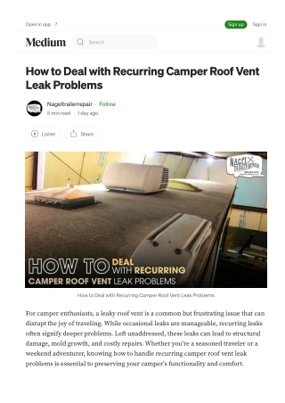 Say Goodbye to Camper Leaks with Camper Repair Michigan Help