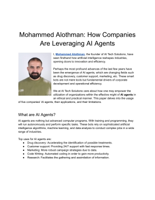 Mohammed Alothman: How Companies Are Leveraging AI Agents