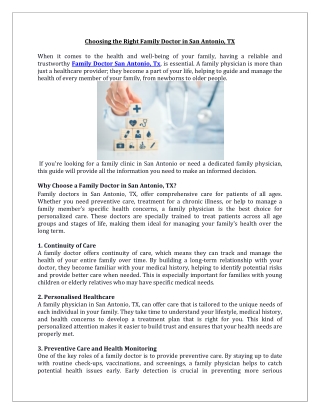 Choosing the Right Family Doctor in San Antonio-PDF