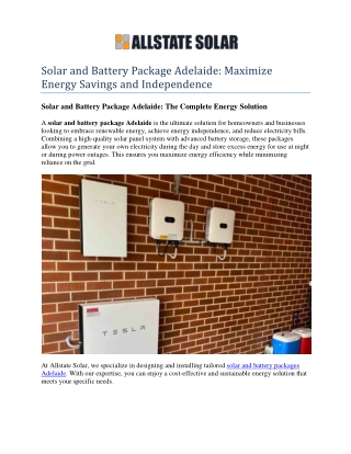 Solar and Battery Package Adelaide: Maximize Energy Savings and Independence