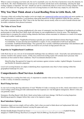 Why You Must Consider a Regional Roof Covering Firm in Little Rock, AR