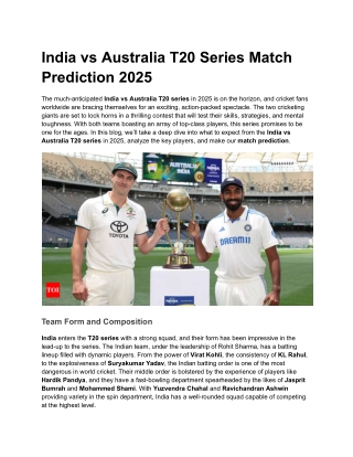 India vs Australia T20 Series Match Prediction 2025