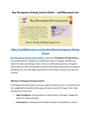 Buy Portuguese Driving License Online - cashfliperzspot