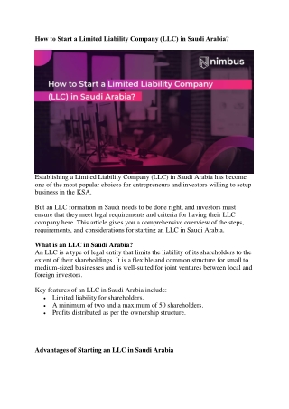 Start LLC Company in Saudi - Nimbus