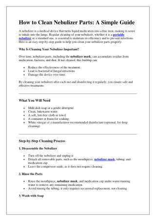 How to Clean Nebulizer Parts