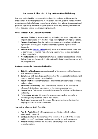 Enhance Compliance & Efficiency with a Process Audit Checklist