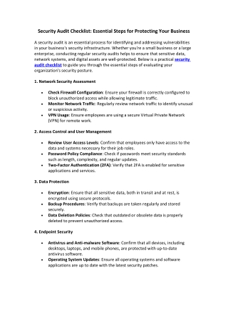 Streamline Your Security Assessment with a Comprehensive Security Audit Checklis