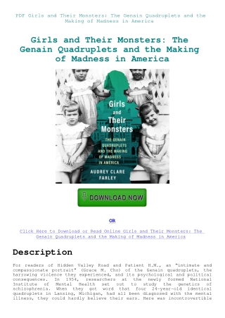 PDF Girls and Their Monsters The Genain Quadruplets and the Making of Madness in America