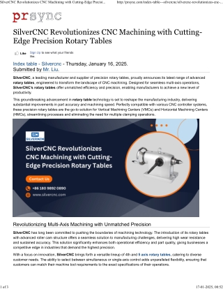 Precision Index Table Solutions for CNC Machines | SilverCNC