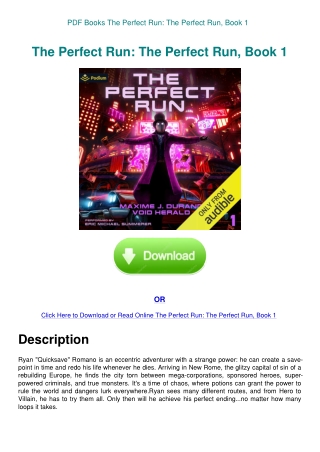 PDF Books The Perfect Run The Perfect Run  Book 1