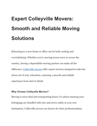 Expert Colleyville Movers_ Smooth and Reliable Moving Solutions