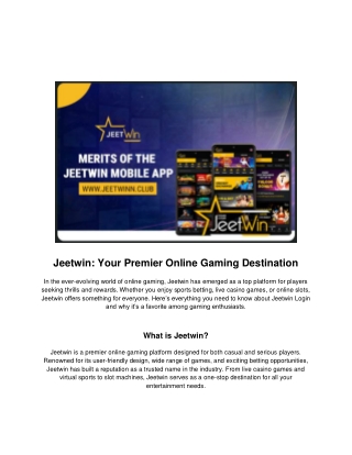 Jeetwin: Your Premier Online Gaming Destination