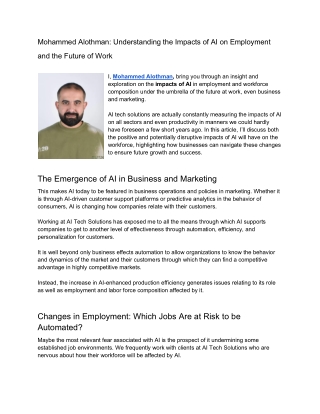 Mohammed Alothman Understanding the Impacts of AI on Employment and the Future of Work