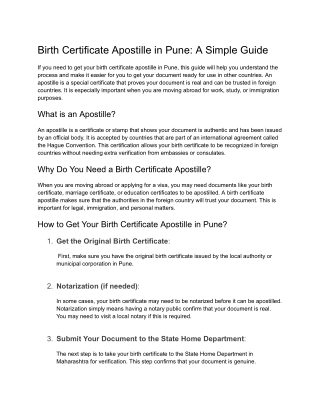 Affordable Birth Certificate Apostille Company in Pune