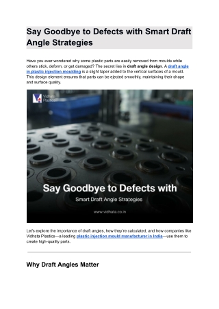 Say Goodbye to Defects with Smart Draft Angle Strategies