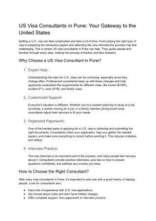 Best US Visa Services in Pune