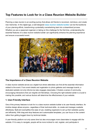 Top Features to Look for in a Class Reunion Website Builder