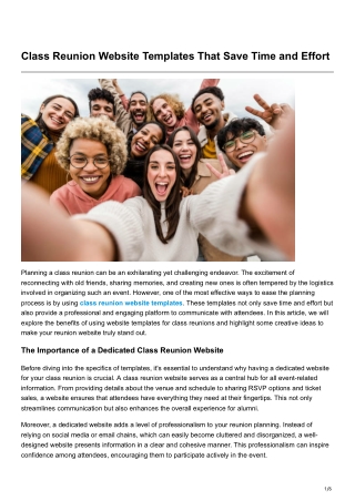 Class Reunion Website Templates That Save Time and Effort