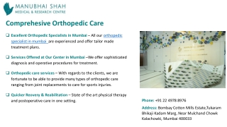 Comprehensive Orthopedic & Trauma Care – Get Treated by Expert : MS Medical Care