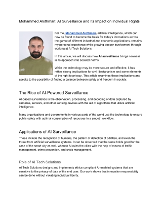Mohammed Alothman AI Surveillance and Its Impact on Individual Rights