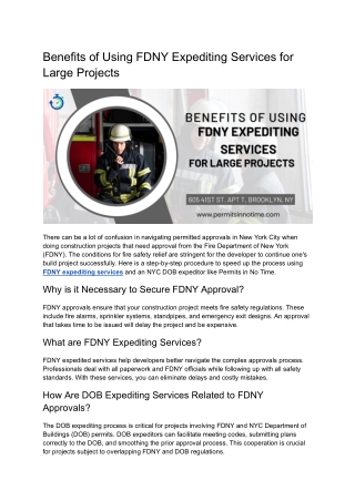 Benefits of Using FDNY Expediting Services for Large Projects