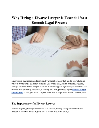 Why Hiring a Divorce Lawyer is Essential for a Smooth Legal Process