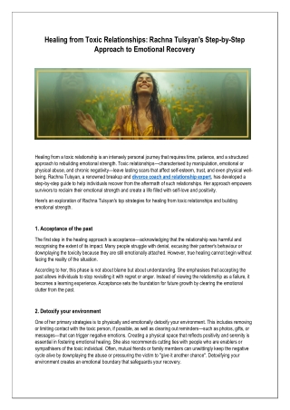 Healing from Toxic Relationships Rachna Tulsyans Step-by-Step Approach to Emotional Recovery