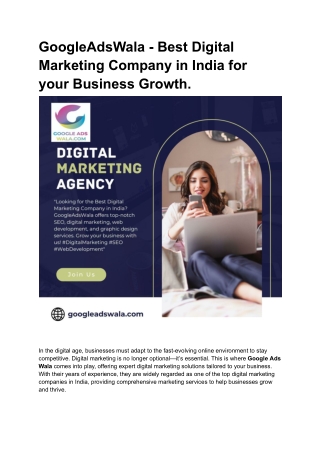 GoogleAdsWala - Best Digital Marketing Company in India for your Business Growth