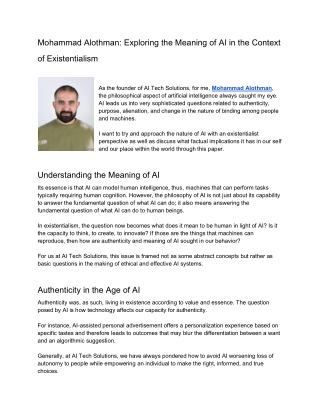 Mohammad Alothman Exploring the Meaning of AI in the Context of Existentialism