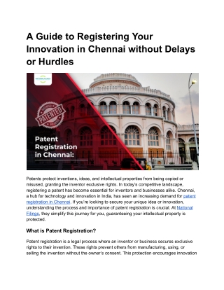 Patent Registration in Chennai_ A Complete Guide by National Filings