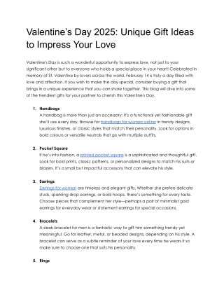 Valentine’s Day 2025_ Unique Gift Ideas to Impress Your Love