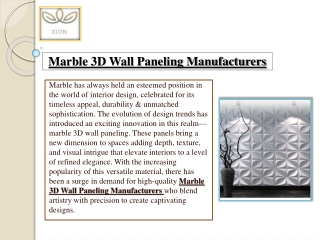 Marble 3D Wall Paneling Manufacturers: Adding Depth and Style to Interior Spaces