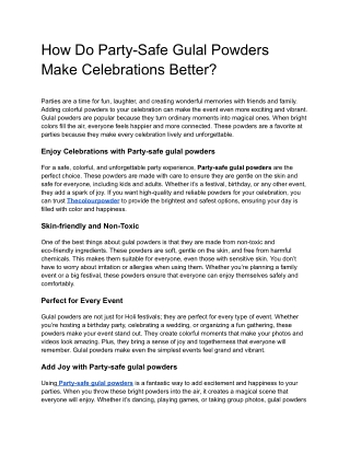 How Do Party-Safe Gulal Powders Make Celebrations Better