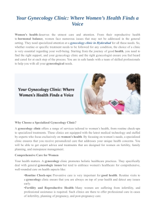 Your Gynecology Clinic: Where Women’s Health Finds a Voice