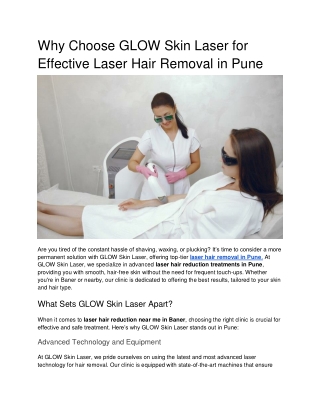 Why Choose GLOW Skin Laser for Effective Laser Hair Removal in Pune