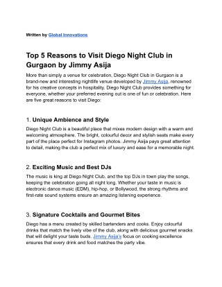 Meta Title_ Top 5 Reasons to Visit Gurgaon's Diego Night Club - A Jimmy Asija Masterpiece