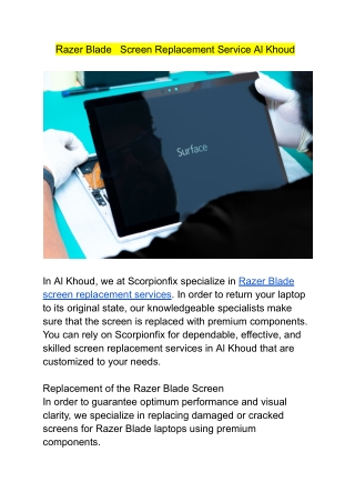 Razer Blade   Screen Replacement Service Al Khoud
