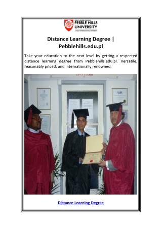 Distance Learning Degree  Pebblehills.edu.pl