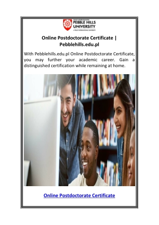 Online Postdoctorate Certificate  Pebblehills.edu.pl