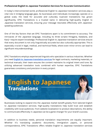 Professional English to Japanese Translation Services for Accurate Communication