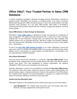 Office24by7  Your Trusted Partner in Sales CRM Solutions  Google Docs