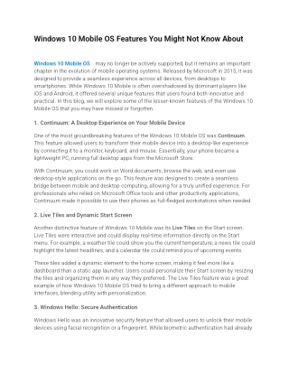Windows 10 Mobile OS Features You Might Not Know About