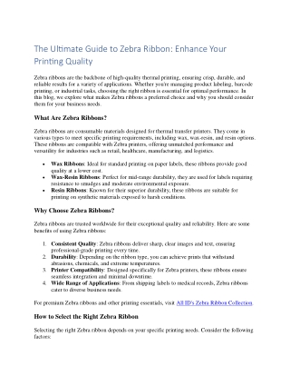 The Ultimate Guide to Zebra Ribbon, Enhance Your Printing Quality