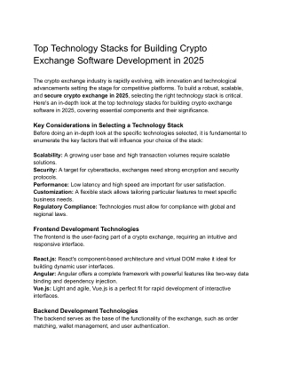 Top Technology Stacks for Building Crypto Exchange Software Development in 2025