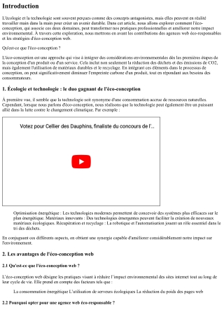 Écologie et technologie : le duo gagnant de l'éco-conception