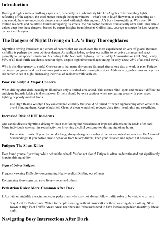 “The Dangers of Night Driving on L.A.'s Busy Thoroughfares”